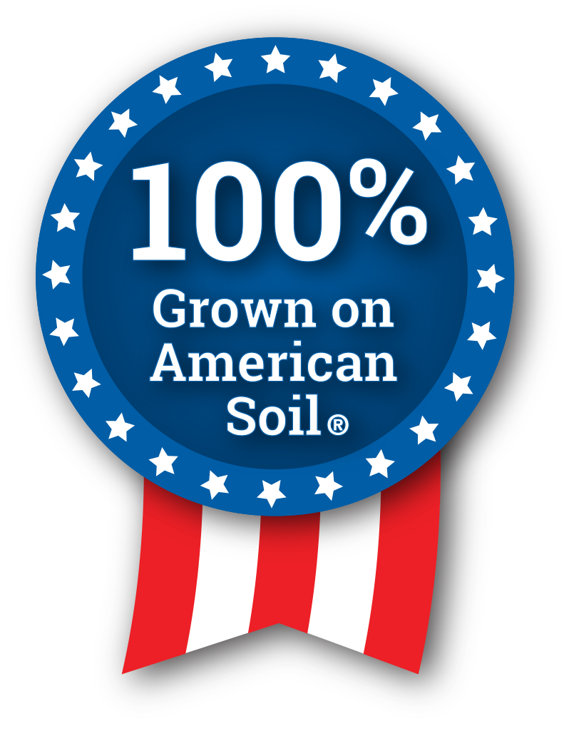 100% grown on American soil medallion